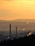 City with smoking chimneys