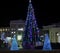 City square with christmas tree at night, city Kherson