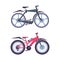 City Street Bicycle or Bike as Pedal-driven Single-track Vehicle with Two Wheels and Frame Vector Set