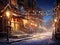 city street Christmas winter blured background