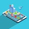 City Street Navigation Application Cell Smart Phone 3d Isometric