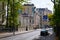 City street with road signs about paid parking