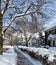 City street on snowy, sunny morning