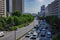 A city street at Yasukuni avenue in Tokyo daytime wide shot