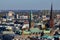 City streets of Germany. Panoramic view of the city of Hamburg from a height. Photo of Hamburg from a height. Cityscape houses and