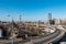 City streets with people buildings cars on a sunny winter day in the capital of Serbia, Belgrade.