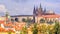 City summer landscape - view of the Hradcany historical district of Prague and castle complex Prague Castle