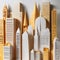 City, syscraper buildings made of paper, traditional papercut paper crafted handmade decoration