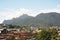 City of Tingo Maria aerial view province of Leoncio Prado in the background mountain called the sleeping beauty