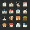 City and town buildings icons , flat design