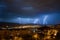 City town night storm lighting thunderstorm
