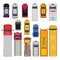 City transport icons set. Top view illustration. Vector flat vehicle isolated on white background