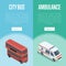 City transport logistics isometric vertical flyers