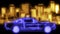 City transport, traffic on the street. Cityscape, buildings and cars laser animation