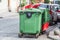 City trash cans on street