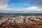 City urbanization view with amazing blue sky from flat angle shot