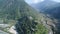 City of Uttarkashi in the state of Uttarakhand in India seen from the sky