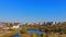 City Uzhgorod in Ukraine on lake in the park landscape