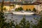 City view from above of the famous hotel and restaurant ship Malardrottningen moored at Riddarholmen in Stockholm.