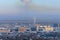 City view from above in winter of Yakutsk at sunset, Yakutia, Russia