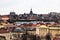 City view of old Prague from the side of Vysehrad in the winter in January.