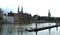 City view of old town from a lake, beautifil architecture, Lubeck, Germany
