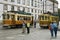 City view Porto with ancient trams and tourists