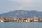 City view of riva with distant Mount Morso in early morning in Split old town in Croatia