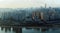 City view on the river bank. This is at sunset. This is Chongqing, China