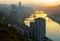 City view by the river, at sunset. This is Chongqing, China