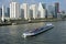 City view Rotterdam, skyscrapers and river traffic