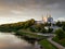 The city of Vitebsk and the Dvina river at sunset