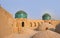 City walls of the ancient city of Ichan Kala in Khiva, a UNESCO heritage site in Uzbekistan