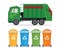 City waste recycling concept with garbage truck isolated on whit