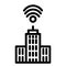 City with wifi line icon. Network and town illustration isolated on white. Smart city outline style design, designed for