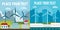 City wind turbine banner set, flat style