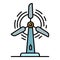 City wind turbine icon color outline vector