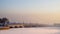 City winter landscape. Winter Saint-Petersburg. Frosty day on the river Neva. Winter Russia.