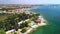 City of Zadar waterfront aerial summer footage of Puntamika beach