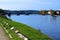 The city of Zamora from the stone bridge over the river Duero. Castile and Leon. Spain