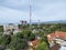 city â€‹â€‹view, urban forest, green trees, tall trees, dense trees, shady trees and blue sky, blue sea