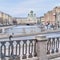 Citycape of St. Petersburg, Russia. View of Griboyedov canal, embankment and St. Isidor's Church.