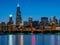 The citylights of Chicago Skyline in the evening - CHICAGO, USA - JUNE 12, 2019