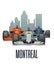 Cityline Montreal and three racing cars on Grand Prix Canada.