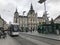 A Cityrunner tram passes through Rathaus town hall in the heart of Graz`s old town in Austria.