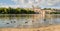 Cityscape with 12th century Romanesque cathedral and watermills on the Duero River in Zamora, Castilla y LeÃ³n, Spain.