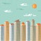 Cityscape - abstract buildings - vector concept illustration in flat design style. Real estate flat illustration.