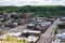 Cityscape aerial view of Red Wing Minnesota business and commerical district, as seen from Barn Bluff trail