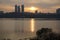 Cityscape along Han river in Seoul at dusk