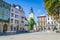 Cityscape background of old part of Lviv city in Ukraine in the summer season